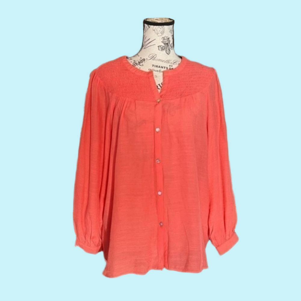 Nanette Lepore Coral Long Sleeve Blouse